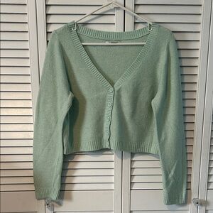 American Eagle Mint Green Cropped Cardigan